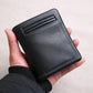 Portefeuille homme cuir véritable compact noir avec porte-cartes et compartiments