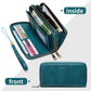 Portefeuille femme grande capacité PU vintage avec double zip et protection RFID