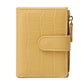 Portefeuille femme compact en cuir PU effet crocodile avec rabat et bouton pression