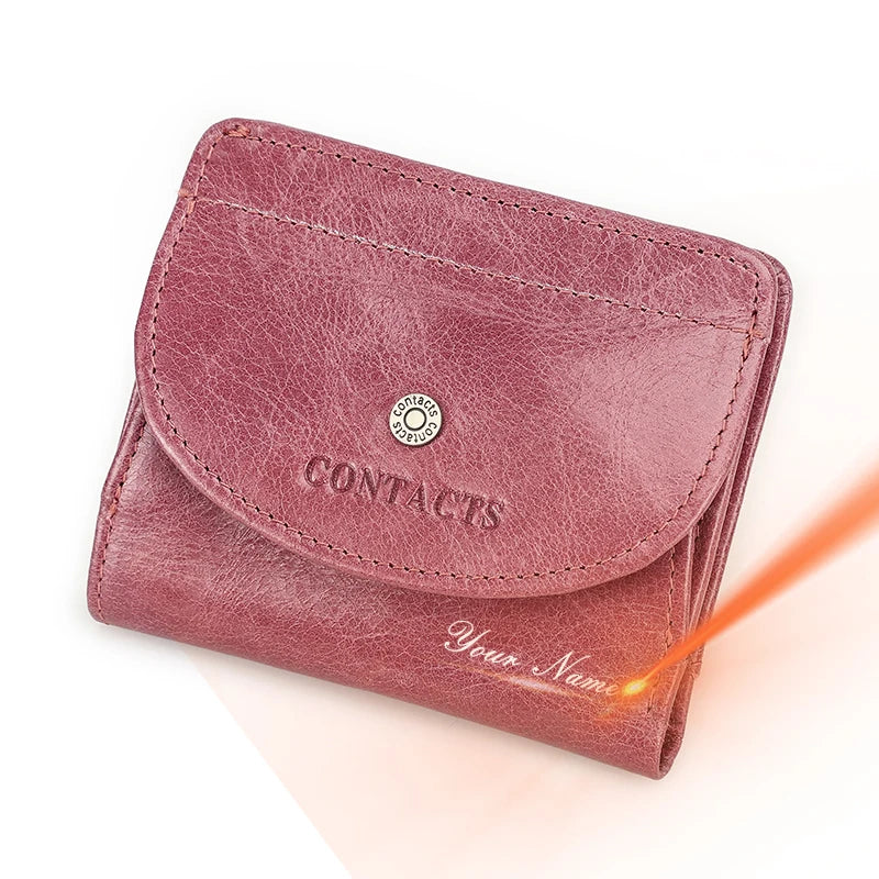 Petit portefeuille en cuir véritable pour femme et homme avec porte-monnaie