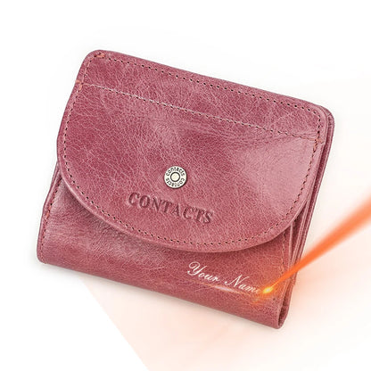 Petit portefeuille en cuir véritable pour femme et homme avec porte-monnaie
