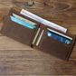 Portefeuille en cuir véritable pour homme – Portefeuille rétro avec 6 emplacements pour cartes, en cuir Crazy Horse, sans fermeture éclair