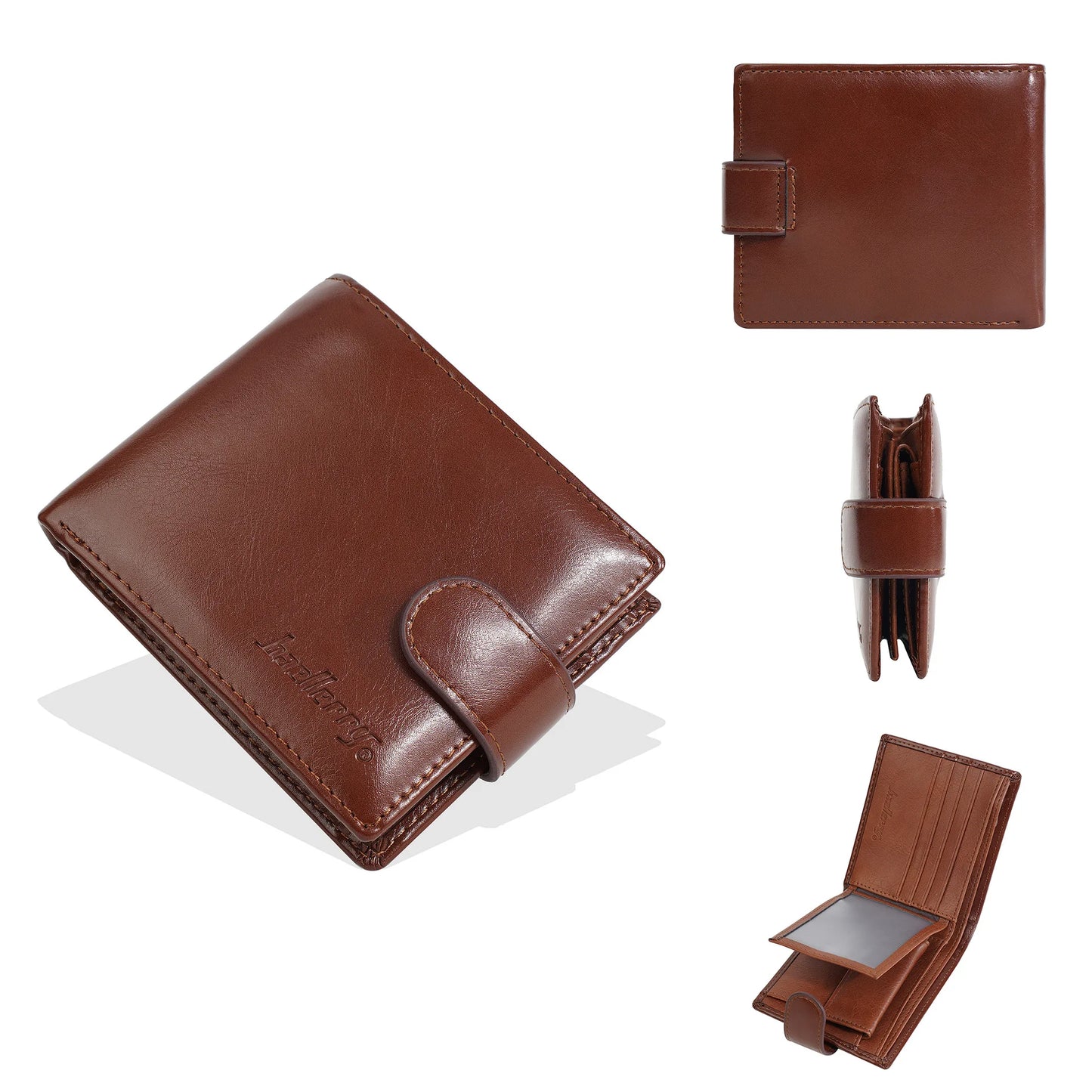 Portefeuille homme PU cuir zippé compact avec porte-cartes et porte-monnaie