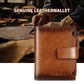 Portefeuille homme cuir véritable vintage RFID avec zip et porte-cartes multifonction