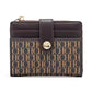 Portefeuille femme compact en cuir PVC motif logo avec bouton et zip élégant