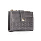 Portefeuille femme compact en cuir PVC motif logo avec bouton et zip élégant