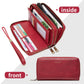 Portefeuille femme grande capacité PU vintage avec double zip et protection RFID