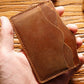 Porte-cartes en cuir véritable Crazy Horse avec 5 emplacements compact unisexe