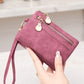 Portefeuille femme compact en cuir PU avec zip et dragonne amovible élégante