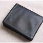 Portefeuille homme cuir véritable compact noir avec porte-cartes et compartiments