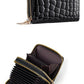 Portefeuille compact femme à double zip en similicuir avec motif chat et porte-cartes