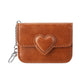 Porte-carte en cuir PU avec motif cœur pour femme