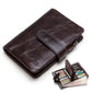 Portefeuille homme cuir véritable compact bifold zippé avec porte-monnaie et rabat