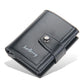 Porte-cartes compact en cuir PU avec éjection automatique RFID et fermeture bouton homme