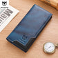 Portefeuille long homme en cuir véritable RFID avec compartiment téléphone et grande capacité