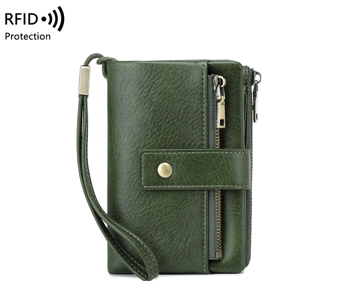 Portefeuille femme RFID en similicuir avec porte-cartes et porte-monnaie zippé