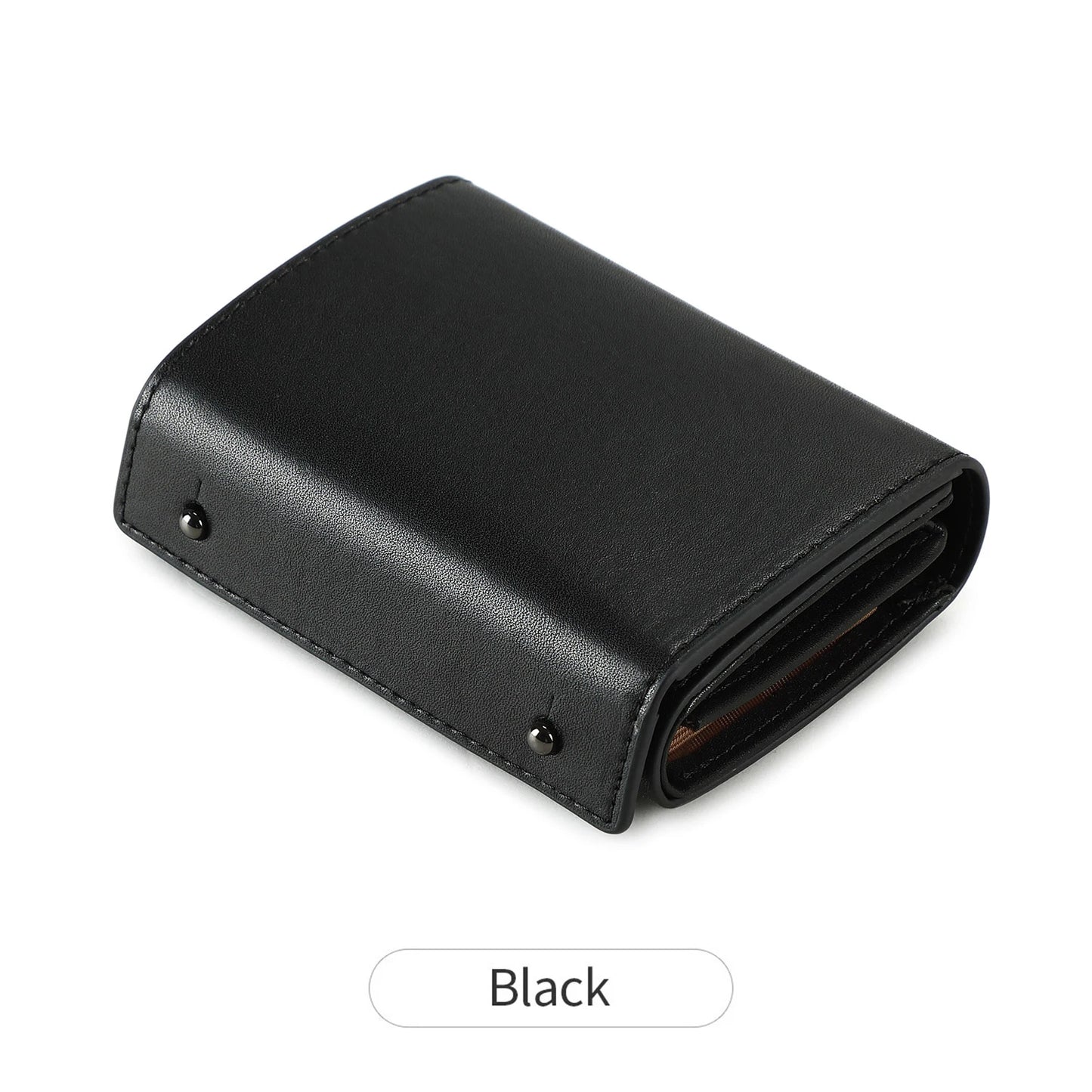 Portefeuille trifold simili cuir PU compact multifonction avec zip et porte-monnaie