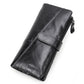 Portefeuille long en cuir véritable avec zip et bouton pression grande capacité unisexe