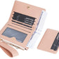 Portefeuille femme compact en cuir PU slim avec zip et porte-cartes multiple