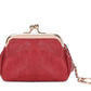 Mini porte-monnaie rétro en cuir PU avec fermoir Kiss Lock et porte-clés intégré