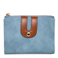 Portefeuille femme compact en cuir PU bicolore avec zip et rabat grande capacité