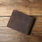 Portefeuille en cuir véritable pour homme – Portefeuille rétro avec 6 emplacements pour cartes, en cuir Crazy Horse, sans fermeture éclair
