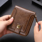 Portefeuille homme vintage en cuir PU avec fermeture éclair et bouton pression