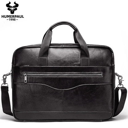 Sac ordinateur homme en cuir véritable porte-documents business 15 pouces bandoulière