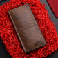 Portefeuille long pour homme en cuir PU vintage avec porte-chèque