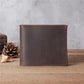 Portefeuille homme court en cuir véritable souple avec porte-monnaie zippé et multi-emplacements cartes