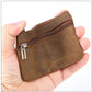 Porte-monnaie rétro en cuir véritable avec porte-clés intégré - style vintage