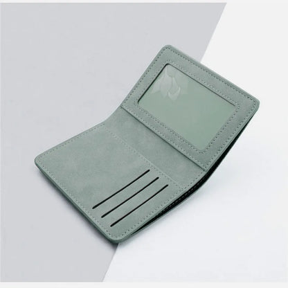 Portefeuille compact en cuir PU unisexe avec porte-cartes et compartiments multiples