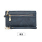 Portefeuille long femme en cuir PU double zip avec grande capacité et dragonne pratique