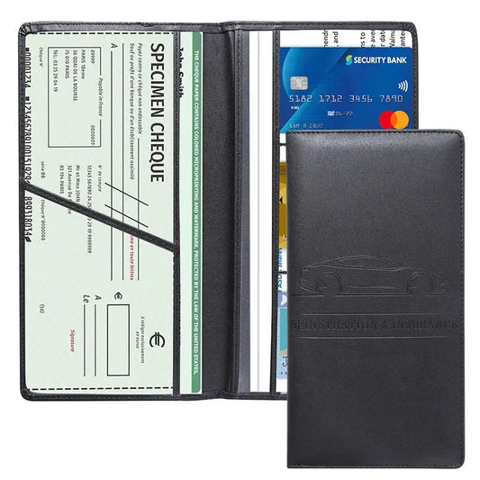 Porte-documents voiture en cuir PU pour carte grise et permis avec rangement cartes