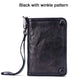 Portefeuille homme cuir véritable long zippé vintage grande capacité avec dragonne