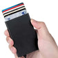 Porte-cartes RFID en métal ultra fin avec système pop-up portefeuille minimaliste