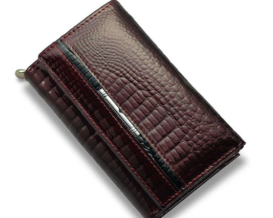 Portefeuille femme en cuir véritable avec protection zippée