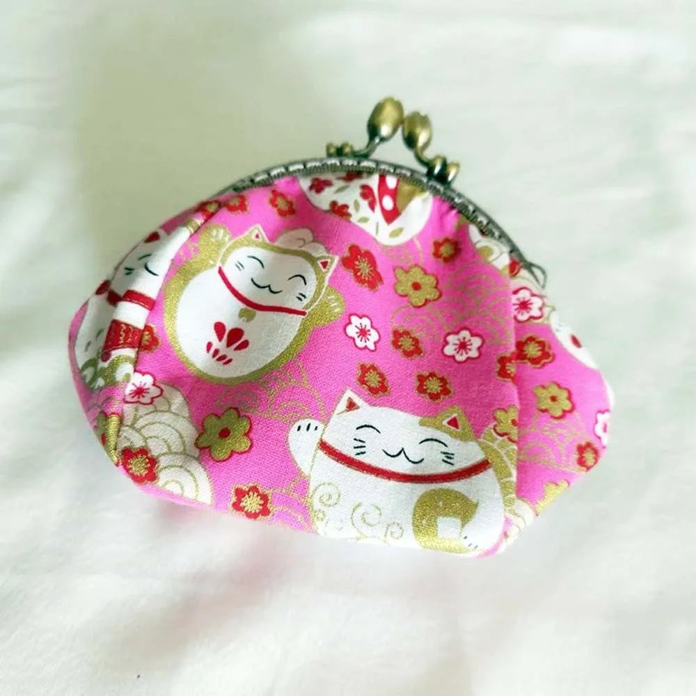 Porte-monnaie vintage à fermoir clic-clac en toile fleurie pour femme