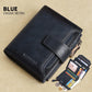 Portefeuille homme cuir véritable vintage RFID avec zip et porte-cartes multifonction