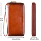 Portefeuille long homme en cuir véritable avec zip, grande capacité et protection RFID