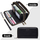 Portefeuille femme grande capacité PU vintage avec double zip et protection RFID
