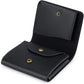 Portefeuille homme cuir véritable trifold compact avec porte-monnaie bouton pression