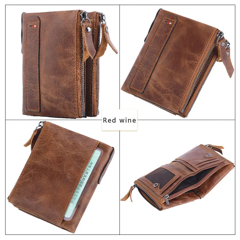 Portefeuille  en cuir de vachette 100% véritable - Style Vintage & Haute Sécurité