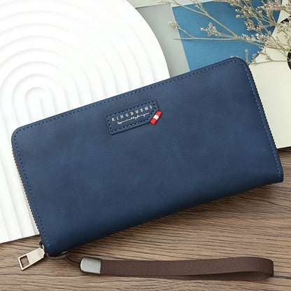Portefeuille long homme en cuir synthétique avec zip grande capacité et compartiment téléphone