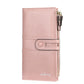 Portefeuille long en cuir pu souple avec boucle et double zip pour femme