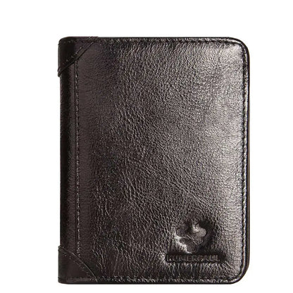 Portefeuille homme en cuir véritable RFID compact trifold avec porte-cartes et compartiments