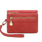 Portefeuille femme compact en cuir PU avec zip, dragonne et compartiments multiples