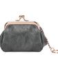 Mini porte-monnaie rétro en cuir PU avec fermoir Kiss Lock et porte-clés intégré