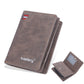 Portefeuille homme compact en PU avec zip, bouton et grande capacité de rangement