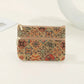 Porte-monnaie en liège motif ethnique zippé double compartiment compact
